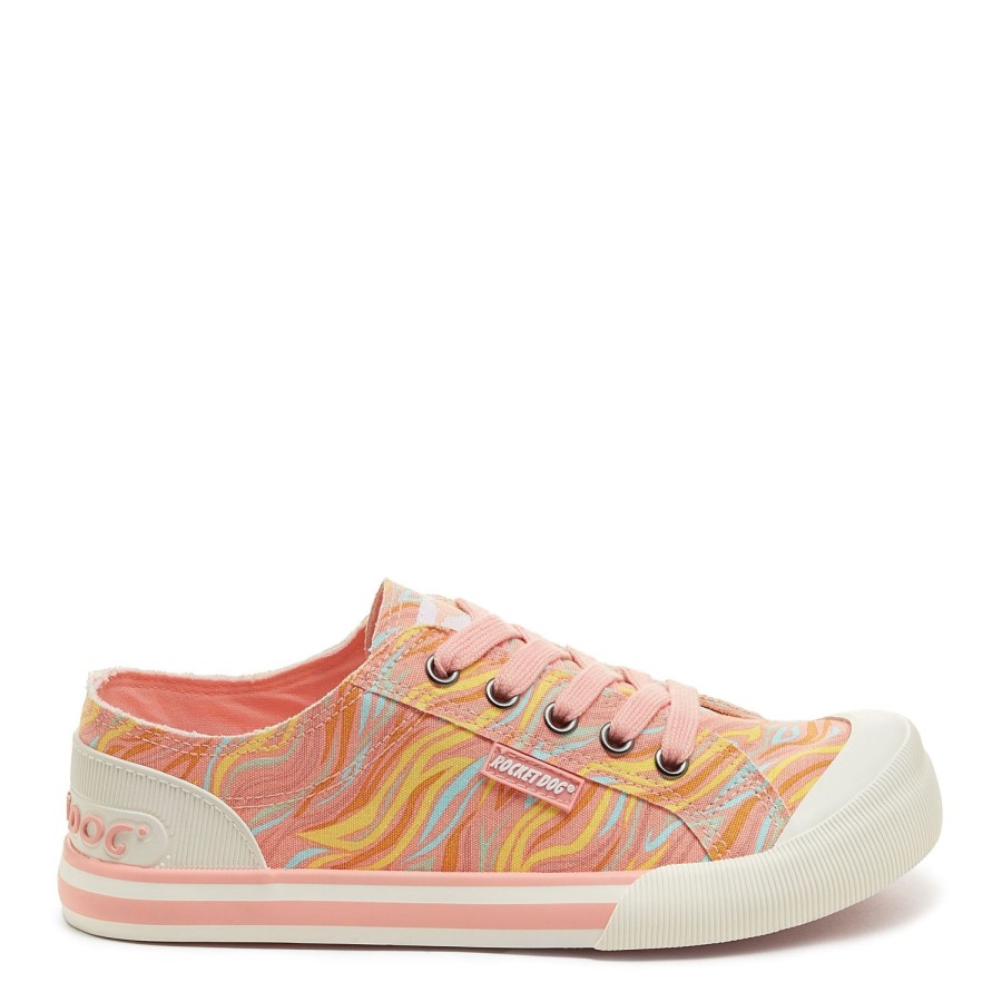 Sneakers Rocket Dog | Jazzin Pink Wavy Print Sneakers: Ride The Wave Of Style & Comfort!