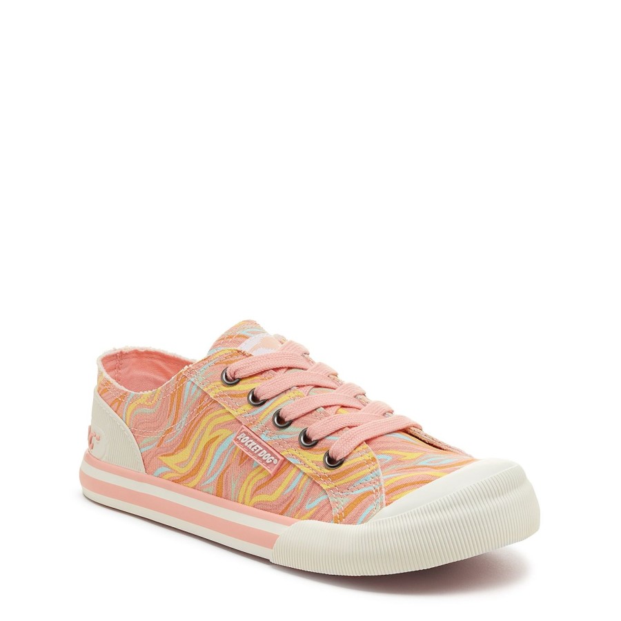 Sneakers Rocket Dog | Jazzin Pink Wavy Print Sneakers: Ride The Wave Of Style & Comfort!