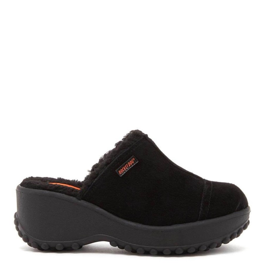 Casuals Rocket Dog | Fran Nubuck Women'S Black Clogs | Best Seller