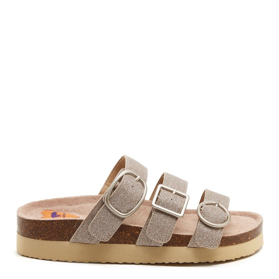 Sandals Rocket Dog | Rocket Dog® Astor Gold Glitter Buckle Slides - Sparkle In Comfort