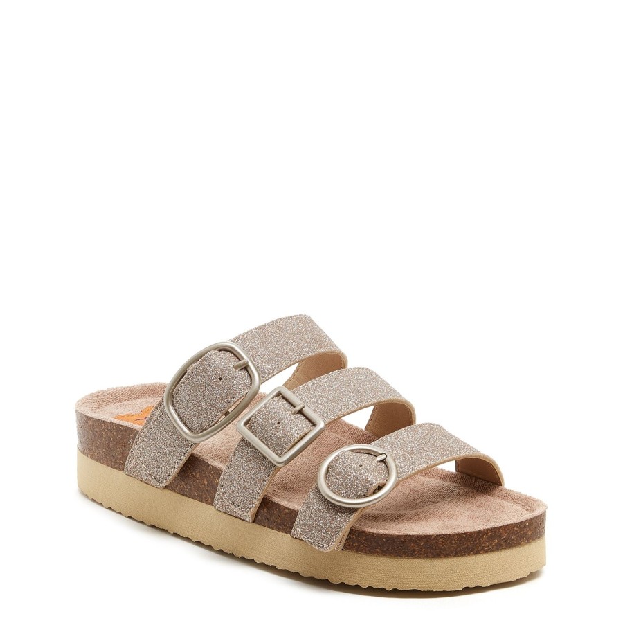 Sandals Rocket Dog | Rocket Dog® Astor Gold Glitter Buckle Slides - Sparkle In Comfort