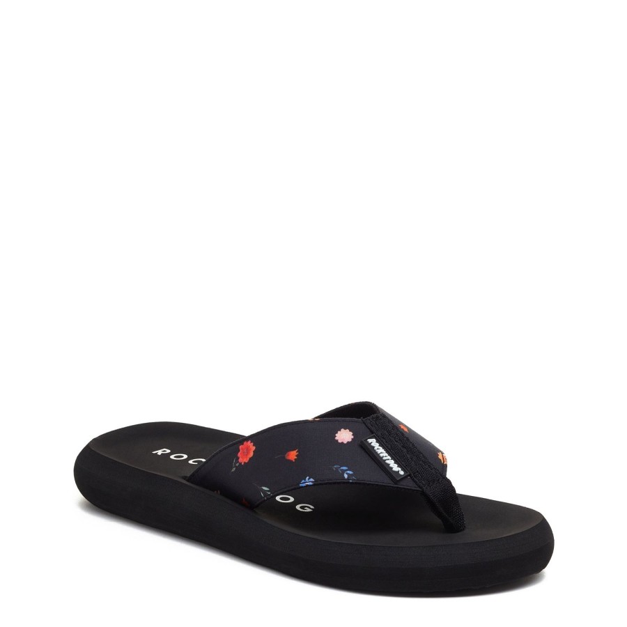 Flip Flops Rocket Dog | Rocket Dog® Women'S Spotlight Black Floral Flip Flop